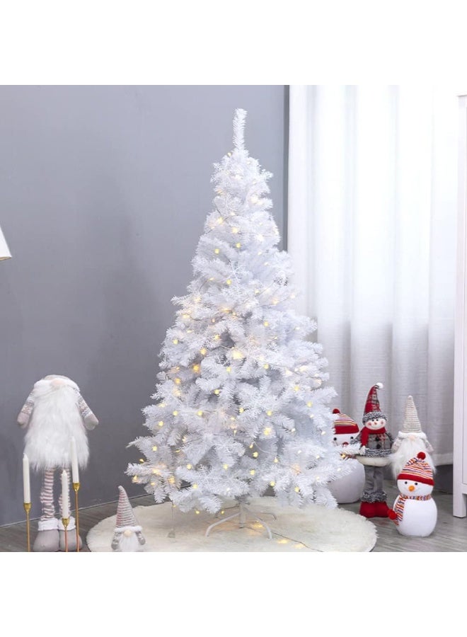 PLKO Artificial Holiday Christmas Tree Premium Pine with Stand and Soft White Branch (White, 5FT) - Image 1
