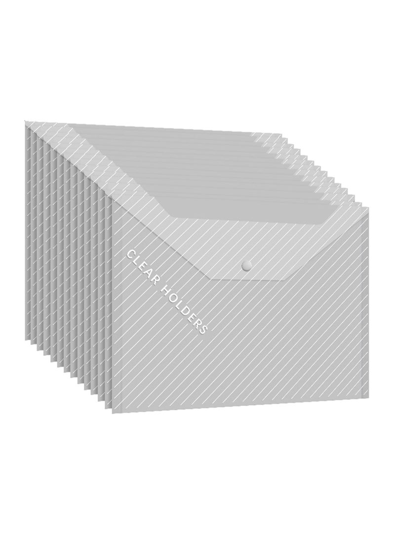 DUNISO - 15 Pcs Clear Plastic Envelopes, Clear Folders With Snap Closure Document Folders Letter Size A4 Size File Envelopes File Folders For School Home Work Office Organization, Twill - Image 1
