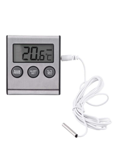 Digital Refrigerator Thermometer LCD Alarm Fridge Temperature Monitor Mini Battery Powered Freezer Room Thermometer with Max/Min Temperature Records