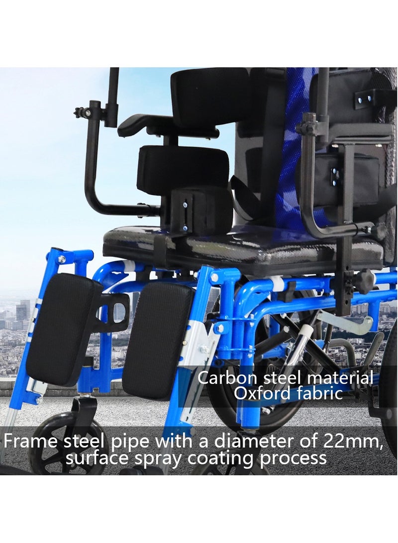 Cerebral Palsy Wheelchair for Children - Foldable Cerebral Palsy Wheelchair Pediatric Manual High Back Reclining Wheelchair - Image 5