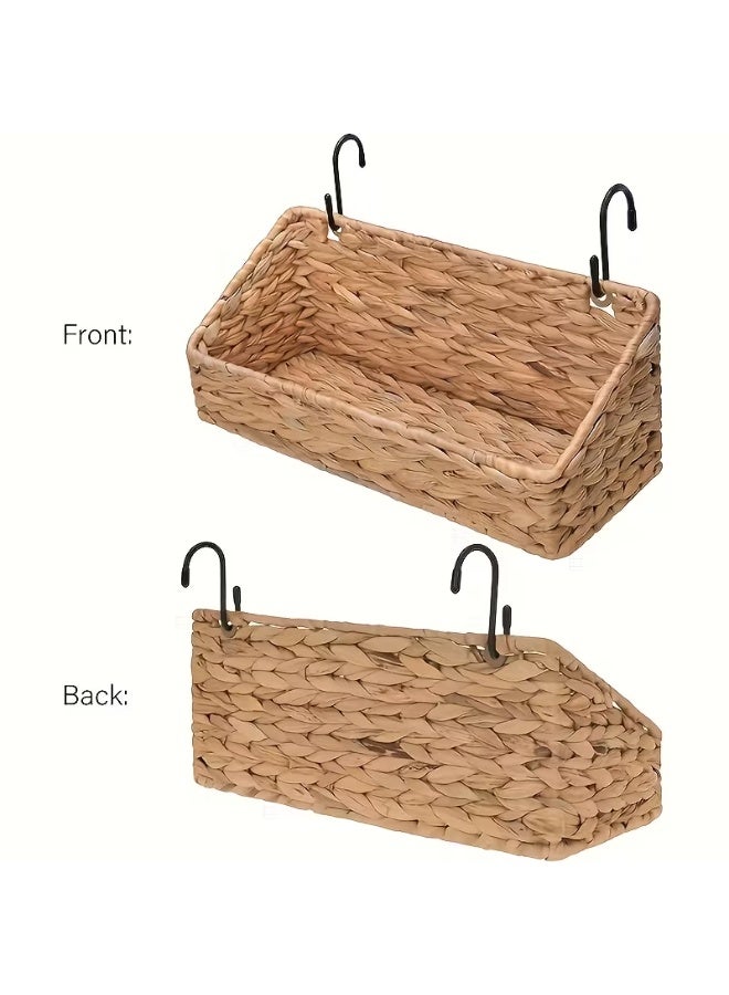 إيروريكس سلة تخزين يدوية الحياكة تُعلق على الحائط – بملمس شبيه الخيزران، منظم موفر للمساحة للمطبخ والحمام - Image 3