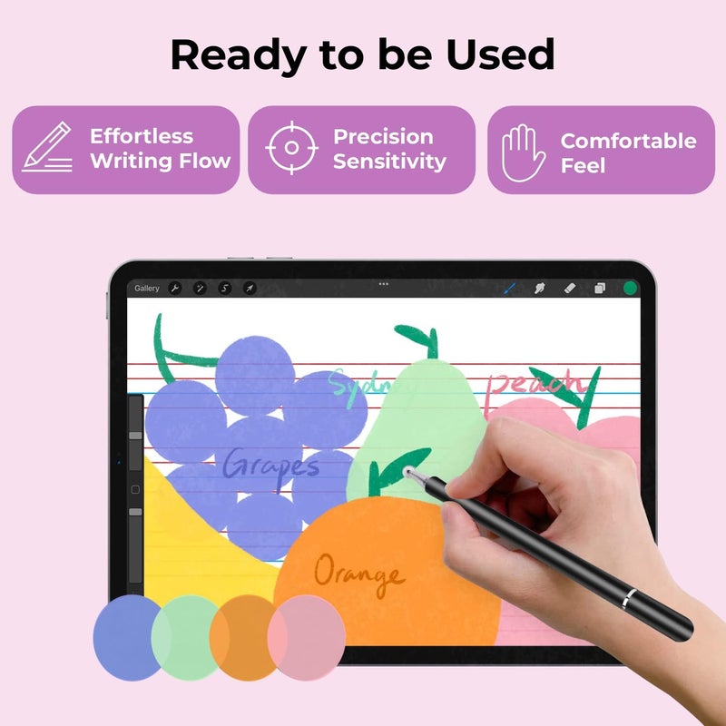 Humble Universal Light Weight Stylus Pen for Smartphone/Tablet/iPad/iPhone/Android & All Touch Screen Devices with Fine Point Disc Tip & Magnetic Cap | Precise Tip for Drawing and Writing - Black - Image 4