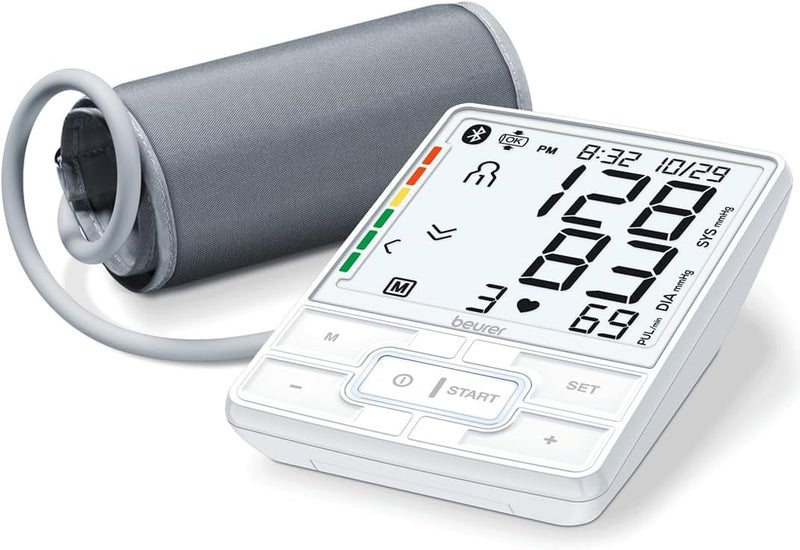 Beurer BM69W Upper Arm Blood Pressure Monitor with Bluetooth Cuff Position Indicator and Inflation Tech for Comfortable Readings Portable Storage Case Included 200 Memory Sets - Image 1