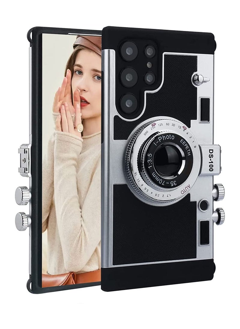 SYOSI Emily in Paris Phone Case for Samsung Galaxy S23 Ultra, SYOSI Camera Phone Case Phone Lanyard 3D Cute Unique Cool Soft Silicone Case Compatible for Samsung Galaxy S23 Ultra Girls Women (Black)  - Image 1
