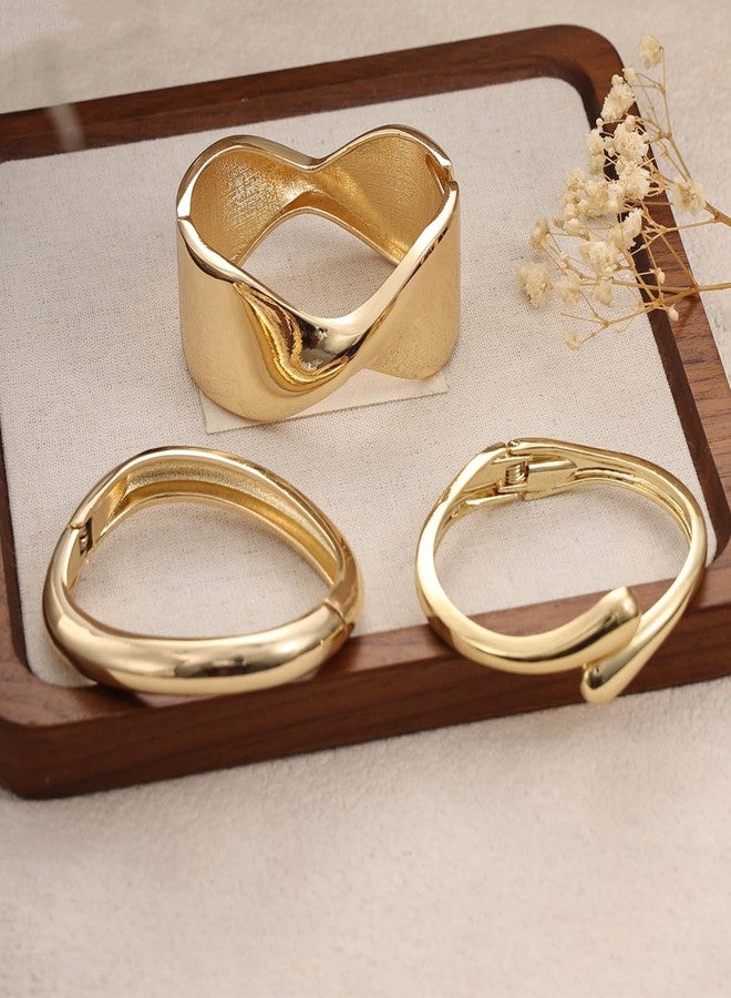 Bowdcvy Chunky Gold Bangle Bracelets for Women Trendy Stack Cuff Bracelet Irregular Statement Fashion Minimalist Jewelry Gift Accessories (style 2) - Image 5