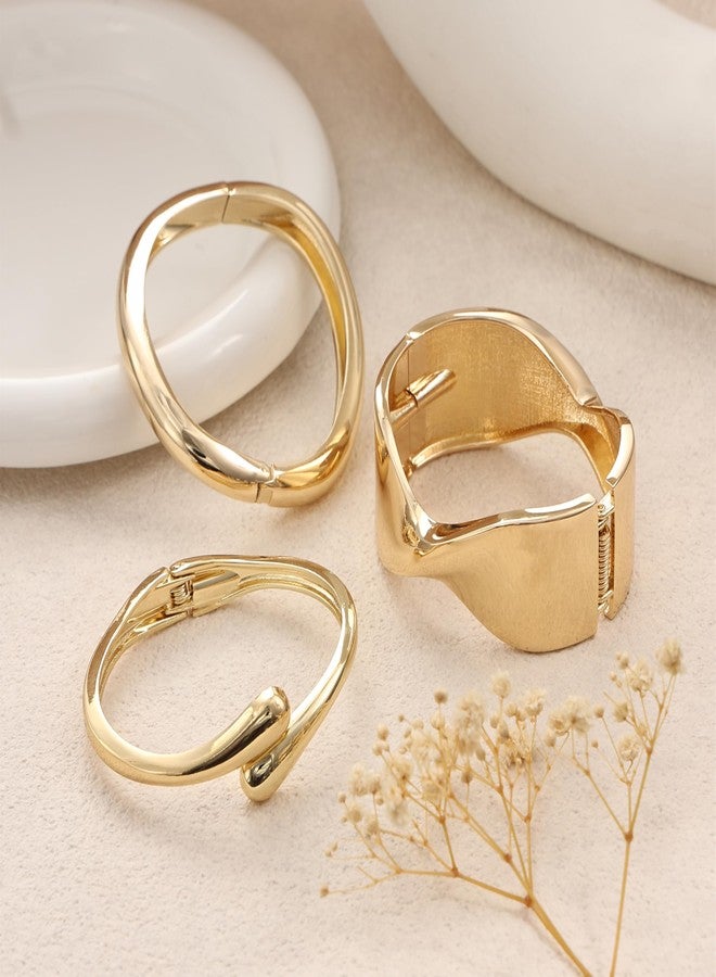 Bowdcvy Chunky Gold Bangle Bracelets for Women Trendy Stack Cuff Bracelet Irregular Statement Fashion Minimalist Jewelry Gift Accessories (style 2) - Image 4
