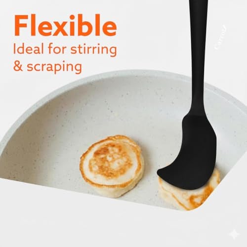 Carrot - Silicone Spatula Set of 3, Large Heat Resistant Spatula for Cooking, Baking and Mixing, Non-Stick Cookware for Kitchen, BPA Free, Flexible, Seamless Design (Black) - Image 3
