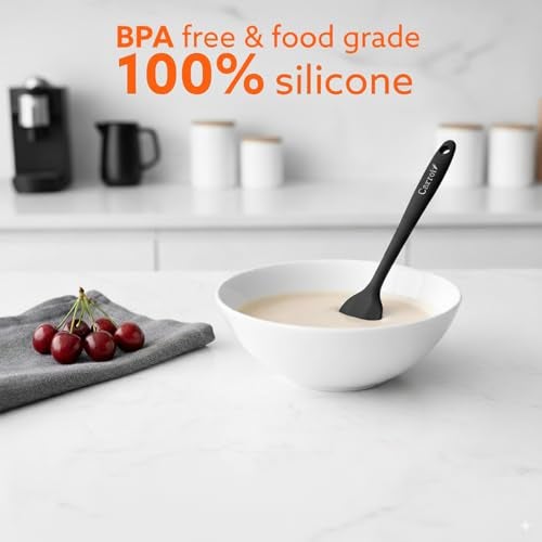 Carrot - Silicone Spatula Set of 3, Large Heat Resistant Spatula for Cooking, Baking and Mixing, Non-Stick Cookware for Kitchen, BPA Free, Flexible, Seamless Design (Black) - Image 4