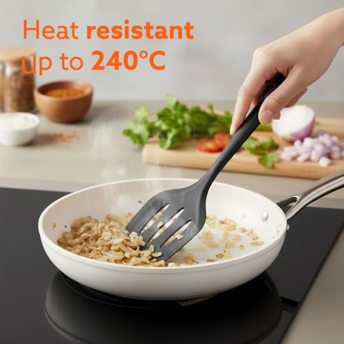 Carrot - Silicone Spatula Set of 3, Large Heat Resistant Spatula for Cooking, Baking and Mixing, Non-Stick Cookware for Kitchen, BPA Free, Flexible, Seamless Design (Black) - Image 5