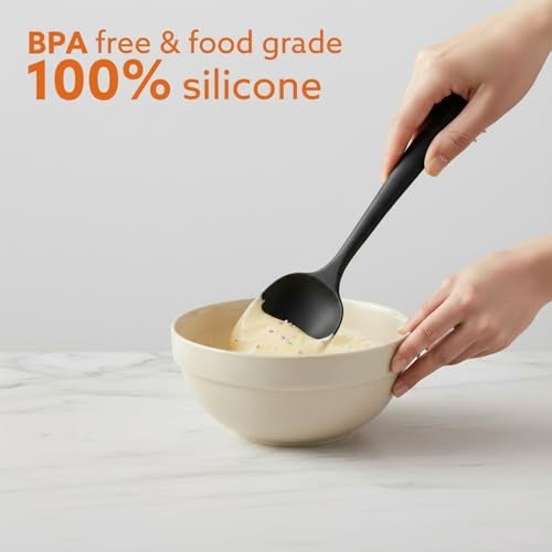 Carrot - Silicone Spatula Set of 3, Large Heat Resistant Spatula for Cooking, Baking and Mixing, Non-Stick Cookware for Kitchen, BPA Free, Flexible, Seamless Design (Black) - Image 2