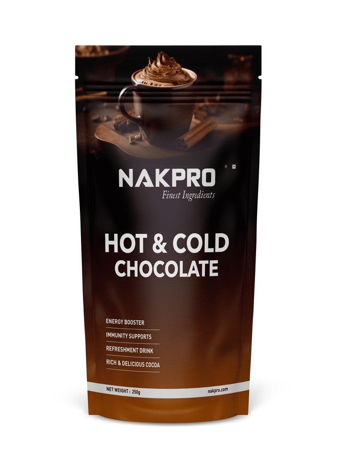 NAKPRO Hot & Cold Chocolate Drink Powder Mix, 250g | No Preservatives, Added Vitamins & Minerals for Immunity Support | Vegan & Gluten Free | Thick & Chocolatey Drink - Image 1