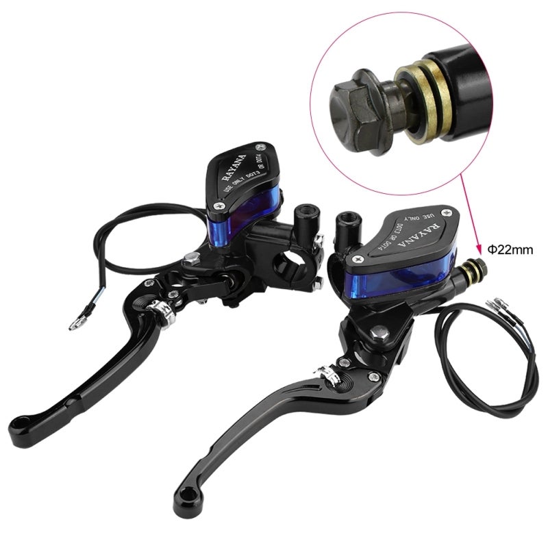 RAYANA CNC Brake Clutch Motorcycle Master Cylinder 7/8" Aluminum Alloy - Anodized Black Rust-Resistant Leaf-Shaped Oil Cup with Stepless Roller Adjustment for Street Bikes - Image 4