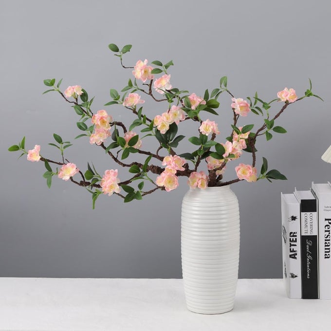 ARTIFICIAL FLOWERS 2PCS FAKE CHERRY BLOSSOM BRANCHES 31 INCH LONG STEM SILK FLOWERS FOR DIY VASE HOME HOTEL OFFICE WEDDING PARTY GARDEN DECOR PINK