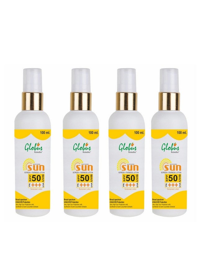 Globus Remedies Globus Sunscreen Lotion with SPF 50+++, For All Skin Types, 100 ml (Pack of 4) - Image 1