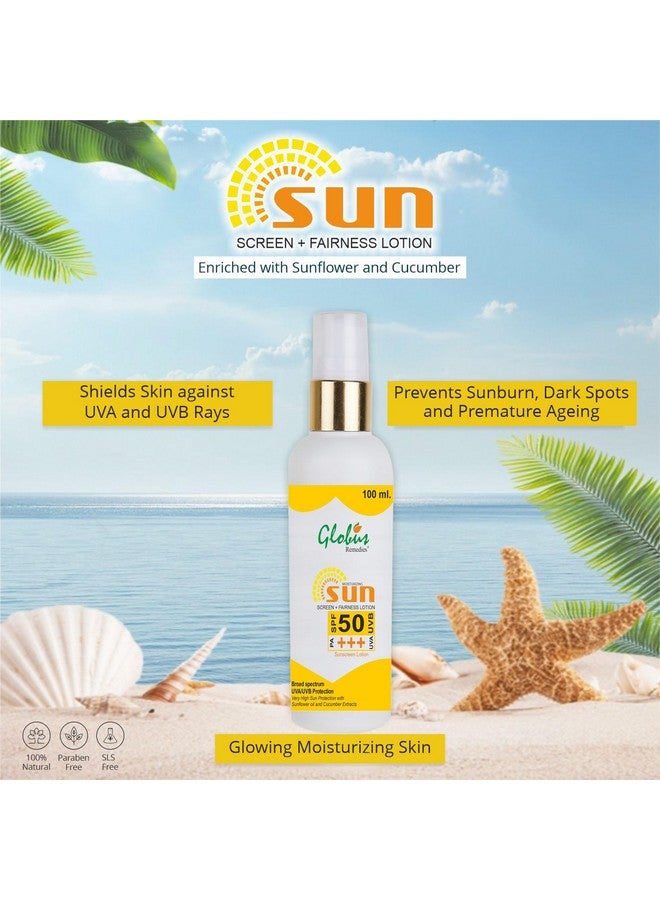 Globus Remedies Globus Sunscreen Lotion with SPF 50+++, For All Skin Types, 100 ml (Pack of 4) - Image 3