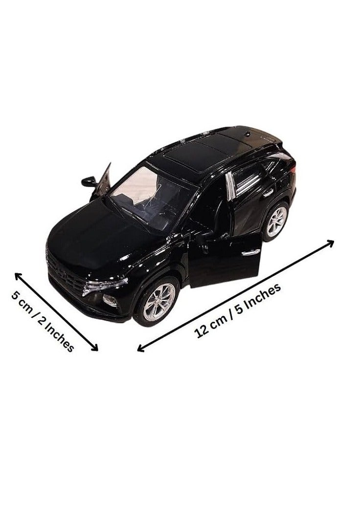 داي كاست سيارة هيونداي توسان SUV نموذج مصبوب بمقياس 1/46 مع أضواء وصوت – سيارة رياضية مصنوعة من سبيكة معدنية مصبوبة – أبواب أمامية تفتح – الحجم حوالي 12.7 سم – (بدون صندوق - أسود) - Image 2