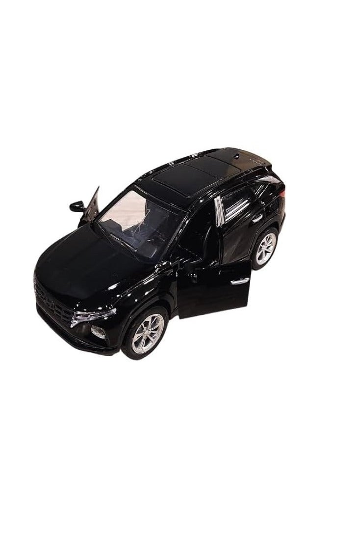 داي كاست سيارة هيونداي توسان SUV نموذج مصبوب بمقياس 1/46 مع أضواء وصوت – سيارة رياضية مصنوعة من سبيكة معدنية مصبوبة – أبواب أمامية تفتح – الحجم حوالي 12.7 سم – (بدون صندوق - أسود) - Image 3