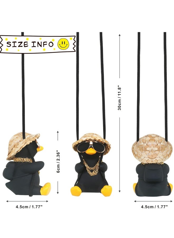 Cool Car Accessories for Men Funny Truck Rear View Mirrors Charms Stuff Automotive Mirror Hanging Things Black Swinging Duck Ornaments - Image 3