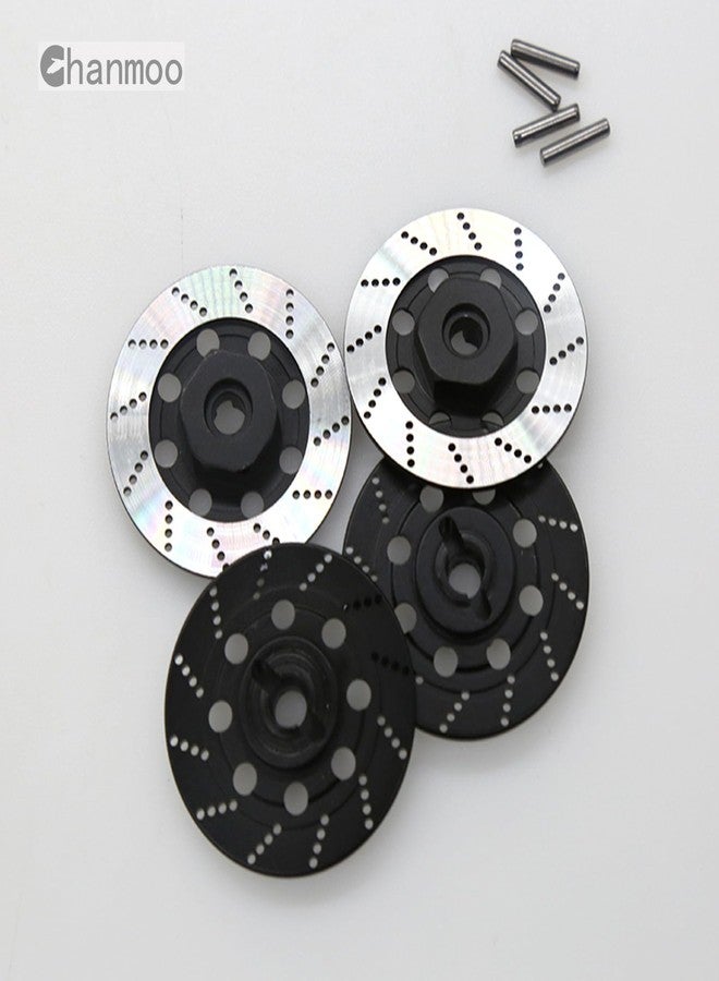 Chanmoo 1/10 RC Aluminum Alloy 12mm Hex Drift Wheels Rim Tires Hub Brake Disc Compatible with 1/10 RC On Road Rally Touring Racing Street Car Traxxas Tamiya HSP HPI Redcat Racing 4PCS (Black) - Image 4