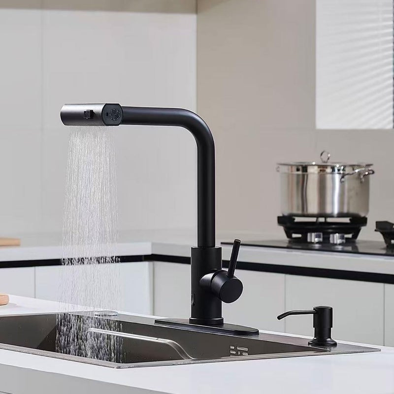 AVSIILE Matte Black Touchless Kitchen Faucets with Pull Down Sprayer & Soap Dispenser, Waterfall Single Hole & Handle, Pull Out Sink Faucet, Suitable for Farmhouse Camper Laundry Rv Bar - Image 3