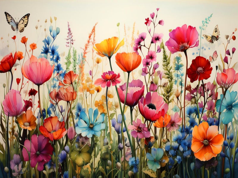 croshom Wild Flowers Diamond Art Painting for Adults-Flower DIY 5D Diamond Art Kits,Gem Art Kits for Gift Home Decor 12x16in - Image 1