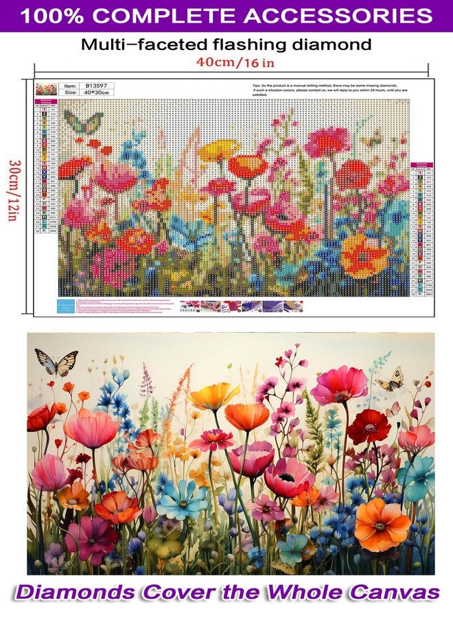 croshom Wild Flowers Diamond Art Painting for Adults-Flower DIY 5D Diamond Art Kits,Gem Art Kits for Gift Home Decor 12x16in - Image 2
