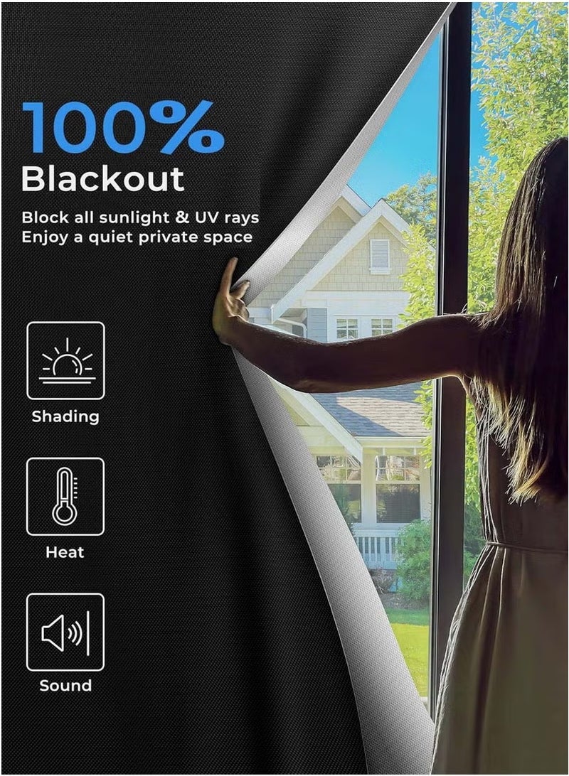 Betaoby Blackout Curtain, 100% Black Out Curtain, Window Shade, Free to Cut, Easy to Stick On, No Drill, Blackout Window Curtain for Baby Nursery, Bedroom, Living Room, RV (200x145cm) - Image 1