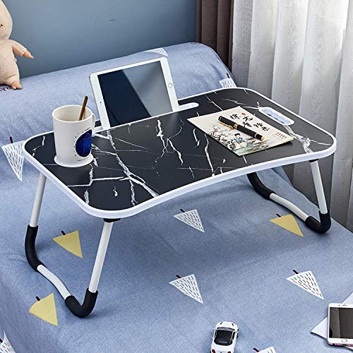IRIS Multi-Purpose Laptop Table with Dock Stand, Coffee Cup Holder and Carrying handle/Study Table/Bed Table/Foldable and Portable/Ergonomic & Rounded Edges/Non-Slip Legs, Size: 60 x 40 cm (Black) - Image 3