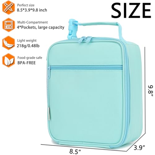 GYEUKHAM Lunch Box for Kids Boys Girls Men Women, Insulated Small Soft Cooler Lunch Bag Kit for School Work Picnic Travel - Reusable Portable lunchbox, Green - Image 3