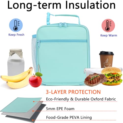 GYEUKHAM Lunch Box for Kids Boys Girls Men Women, Insulated Small Soft Cooler Lunch Bag Kit for School Work Picnic Travel - Reusable Portable lunchbox, Green - Image 2