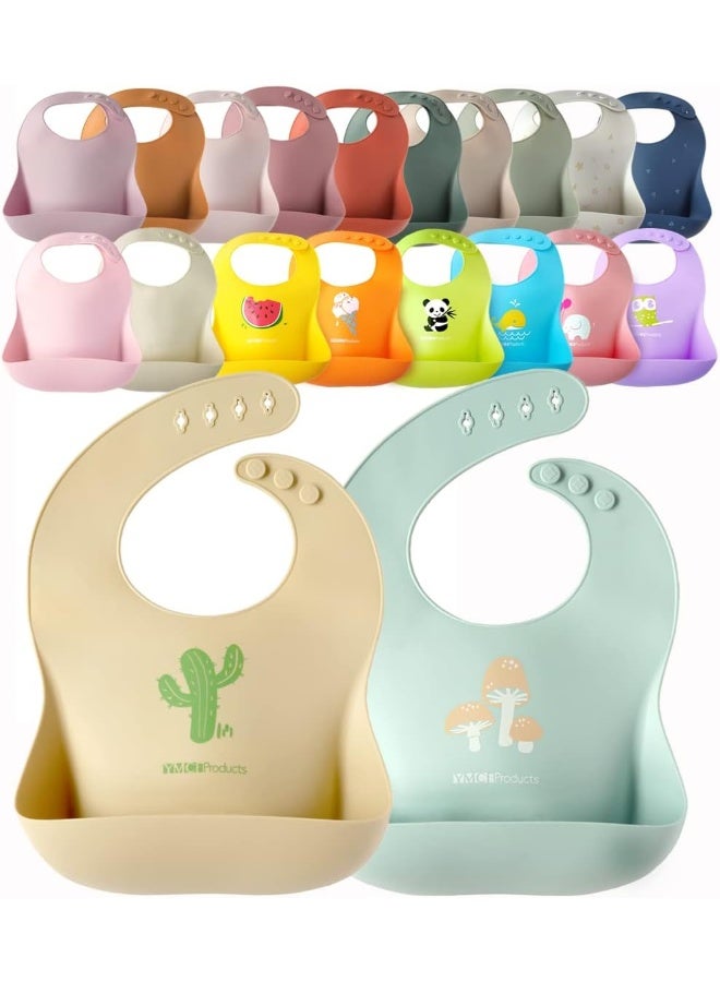 YMCF Products 2-Pack Waterproof Silicone Baby Bib Light Weight Comfortable Easy Wipe Clean - Image 1
