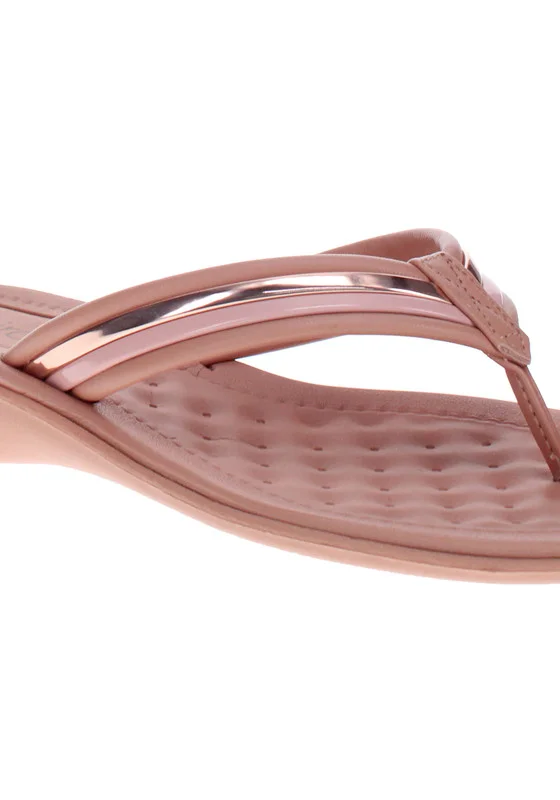 بيرا ريو Beira Rio Ladies Flat Sandals Nude | Made In Brazil