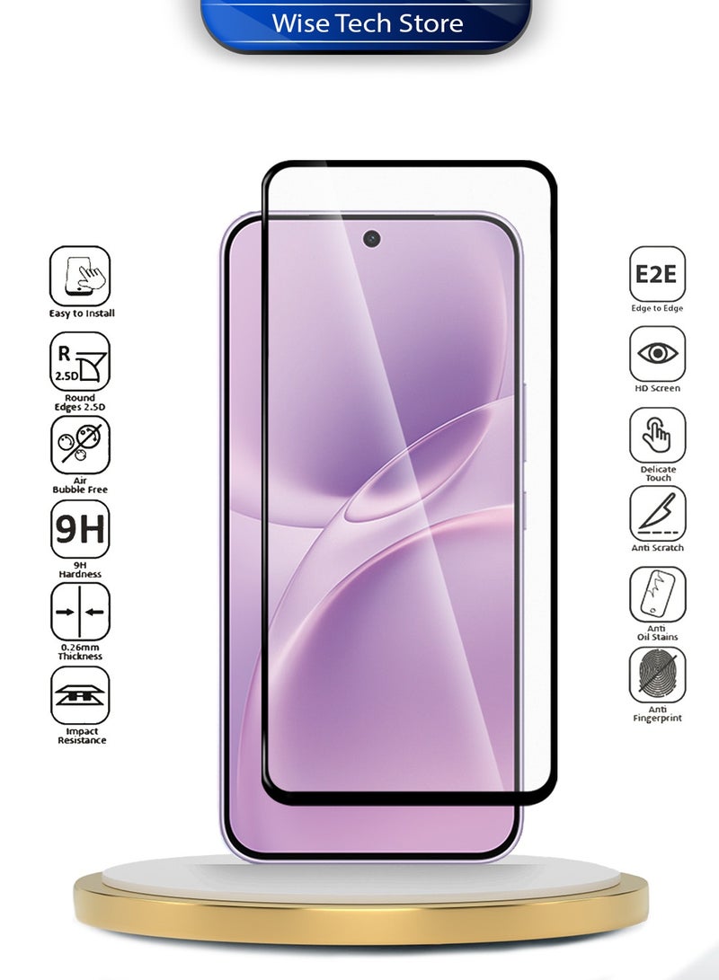 Wtech vivo V70 FE 5G 2026 Premium E2E Series Full Glue Full Cover Tempered Glass Screen Protector (MSGECN) - Clear/Black - Image 2