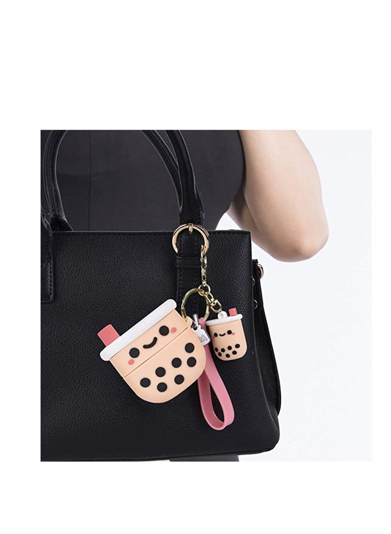 For Airpod 3 Case Cover with Keychain Cartoon Bubble Milk Tea Cup Design Protective Headphones Compatible for Airpods Girls Women Boys Girly Teen - Image 3