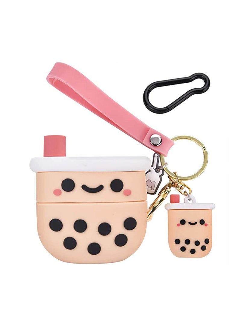 For Airpod 3 Case Cover with Keychain Cartoon Bubble Milk Tea Cup Design Protective Headphones Compatible for Airpods Girls Women Boys Girly Teen - Image 1