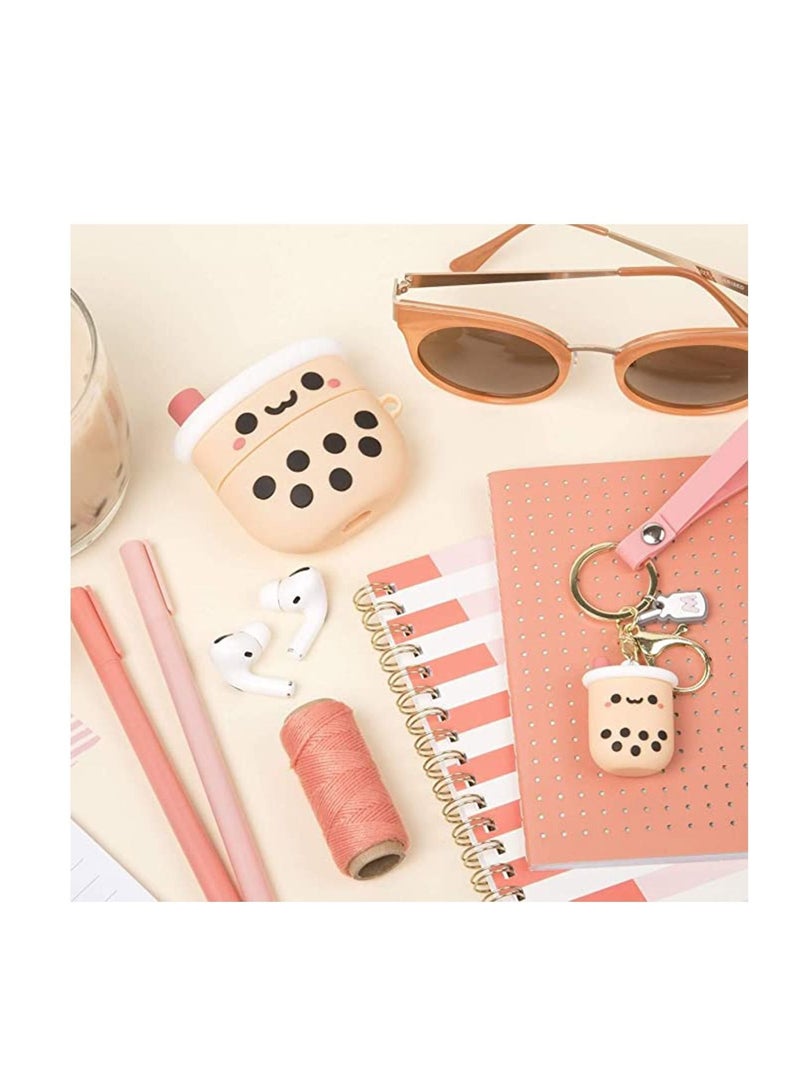 For Airpod 3 Case Cover with Keychain Cartoon Bubble Milk Tea Cup Design Protective Headphones Compatible for Airpods Girls Women Boys Girly Teen - Image 2