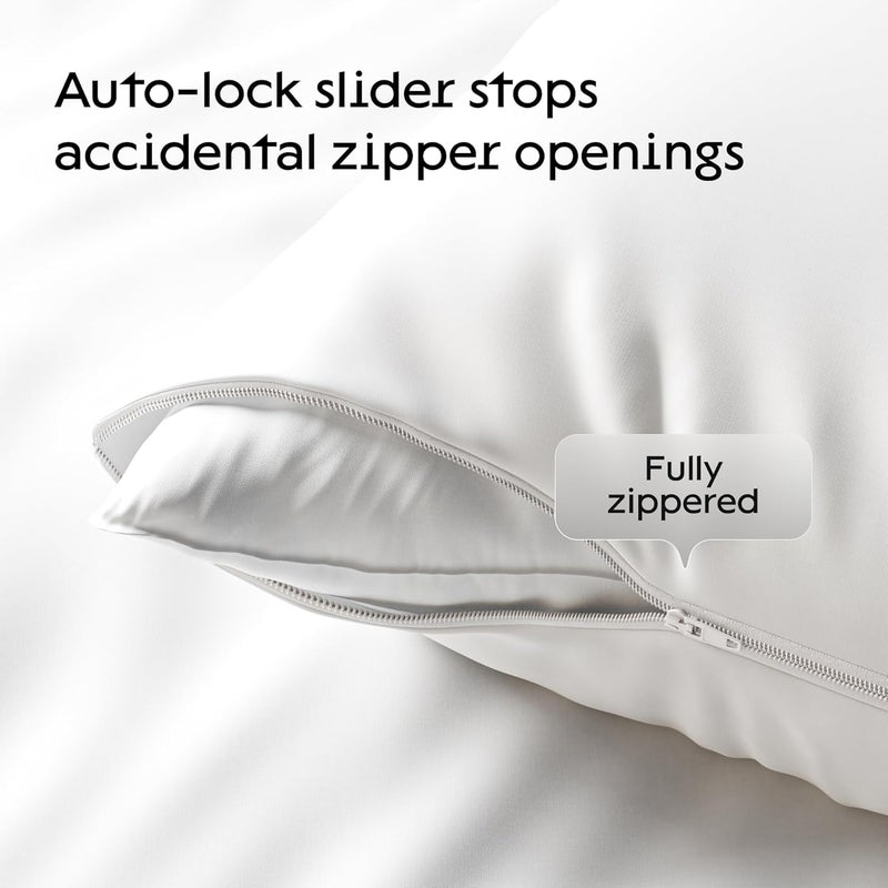 Niagara Sleep Solution Niagara 4 Pack Waterproof Pillow Protectors Standard 20x26 Inches Smooth Zipper Premium Encasement Covers Quiet Cases Set White - Image 4