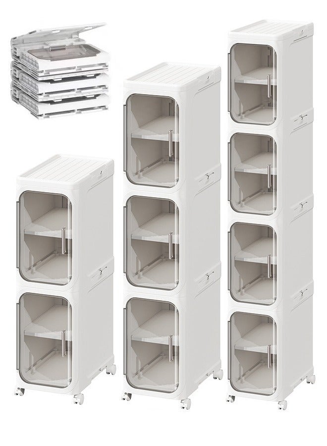 LOKIPA 4-Tiers Bathroom Storage Cabinet, Foldable Storage Cabinets,Narrow Bathroom Storage,Movable Bathroom Storage Organizer for Small Spaces,Bathroom,Kitchen,Laundry,White - Image 2