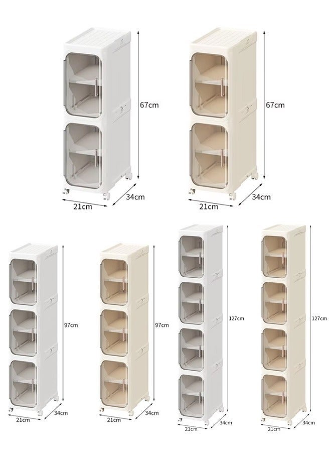 LOKIPA 4-Tiers Bathroom Storage Cabinet, Foldable Storage Cabinets,Narrow Bathroom Storage,Movable Bathroom Storage Organizer for Small Spaces,Bathroom,Kitchen,Laundry,White - Image 3