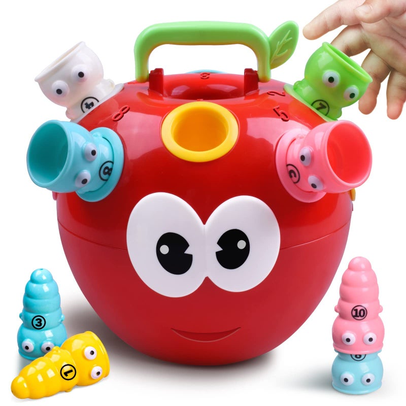 Montessori Toys for 1 2 3 Years Old Boys Girls - Apple Learning Sorting Toddler 1-3 Game, Educational Baby Sensory Fine Motor Skills Developmental Gifts for Age 6 9 12 18 Month+