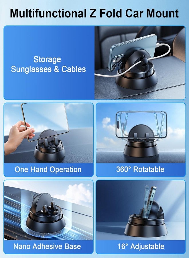 xuenair Z Fold 6 Accessories for Samsung Galaxy Z Fold 7 6 5 4 3 2 S25 Ultra, Upgraded 360 Rotatable Dash Phone Holder for Car iPhone 16 15 Pro Max Plus Mini Google Pixel 9 Pro Fold - Image 2