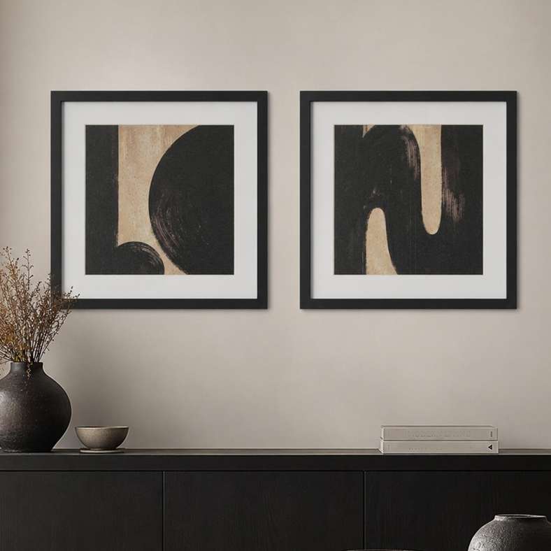 Pan Home Ardell 2-Piece Framed Wall Art 42x42cm - Black - 191AIC9904909 - Image 1