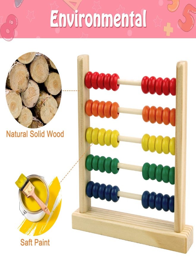 Sealive Wooden Abacus for Kids Math - 50 Beads Counting Toy, Multi-Color Counters for Kids 3-5, Counting Toys for Preschool Learning & Development, Develops Coordination, Motor Skills - Image 4