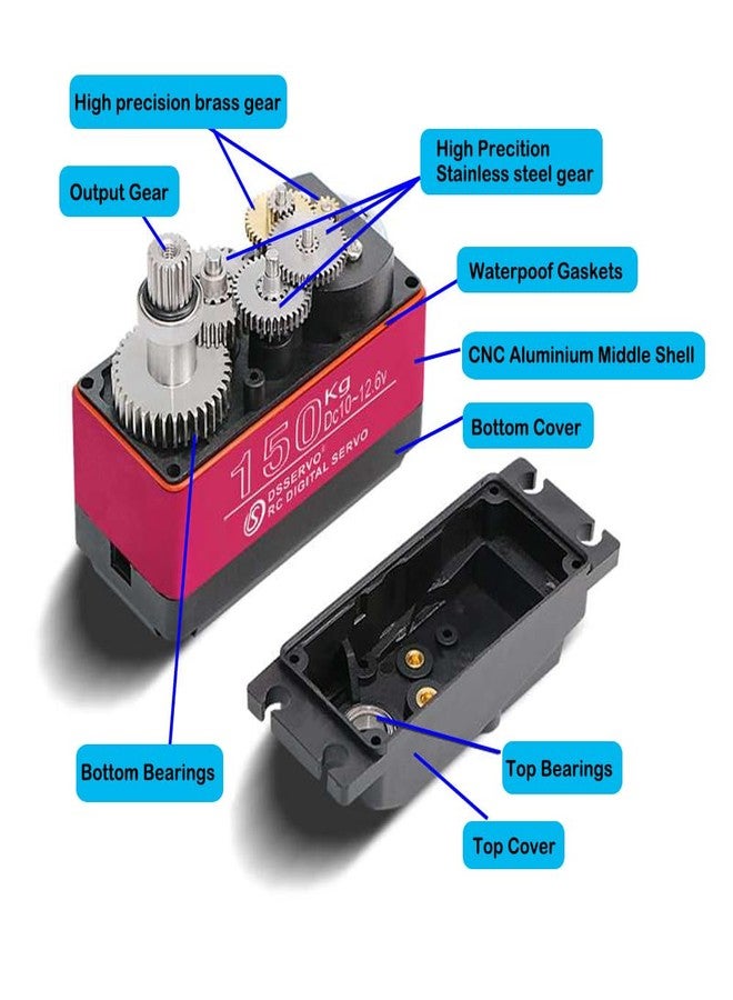 DIYmall 150KG DS51150 Digital RC Servo Full Metal Gear 270 Degree 12V Waterproof with 18T Metal Servo Arm for Baja Car 1/5 RC Car - Image 3