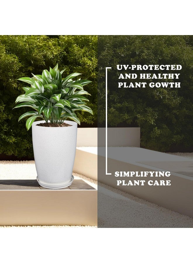 Kuber Industries Pack of 4 Flower Pot with Plate | 14 Inch Flower Pot for Home-Office & Garden | Indoor-Outdoor Plants Stand for Décor | Flower Gamla for Balcony | Plain Tower | Grey & White - Image 5