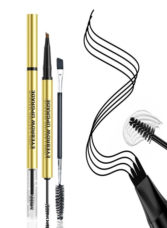 W3W 2-in-1 Microblading Eyebrow Pencil with Micro-Fork-Tip Precise Brush-Tip Eyebrow Pencils Create Natural Looking Defined Eyebrows Last All Day(Black) - Image 1