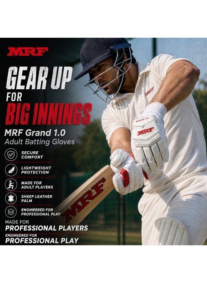 MRF Genius Grand Edition 1.0 Cricket Batting Gloves - Mens Left-Hand Adult Size with Pre-Curved Fingers - Image 2