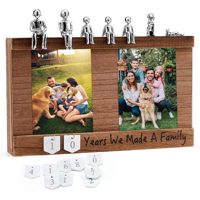 EVA murmure Personalized Romantic Wedding and Anniversary Keepsake Box with Family Statue  Wooden Memory Picture Box for Cherished Keepsakes and Ticket Storage  Elegant Couple Gift