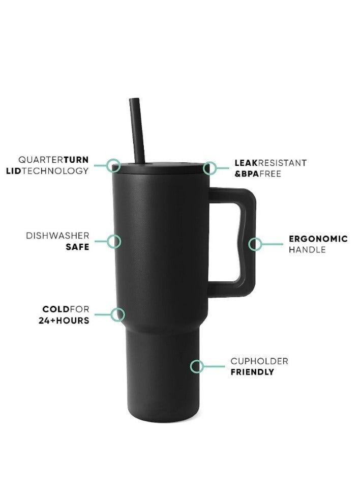 OASIS-TH 40 oz Tumbler with Handle and Straw Lid Reusable Stainless Steel Water Bottle Travel Mug Cup holder Friendly Insulated Cup Holiday Gifts for Women Men  - Image 3