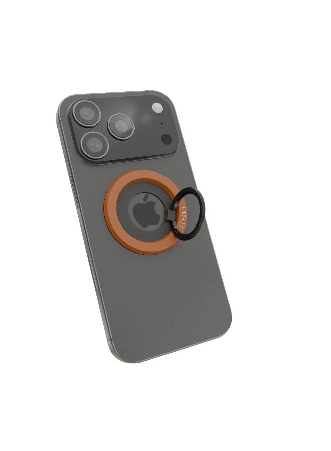 LEVELO Lucero 2 in 1 Phone Ring Holder, Phone Ring Stand for Watching Videos, 135° Flip Design with Comfort Grip, N52 Magnet Type, Nonslip Surface, Magnetic Ring Included, 4000 GS Magnetic Force, Compatible with iPhone 14 15 16 17 Series & Galaxy S24 S25 Series - Orange - Image 2